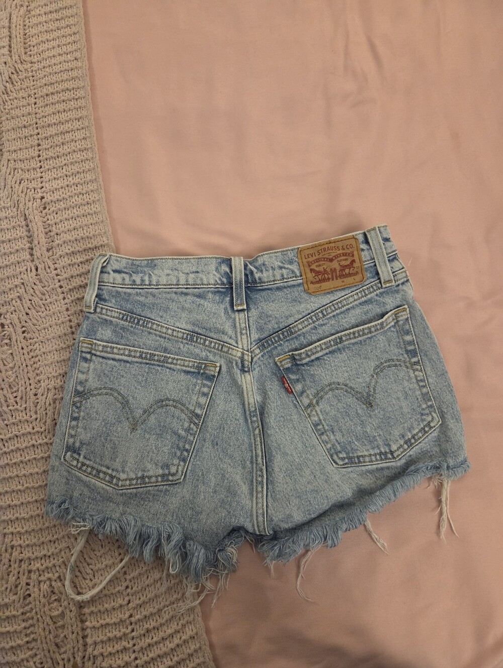 Levi's Light Blue Denim Cutoff Shorts with Frayed Hem